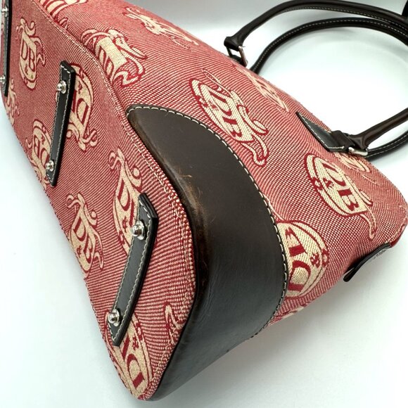 💰 Vintage Dooney & Bourke Domed Crest Canvas/Leather Satchel + Key Fob - Picture 8 of 15